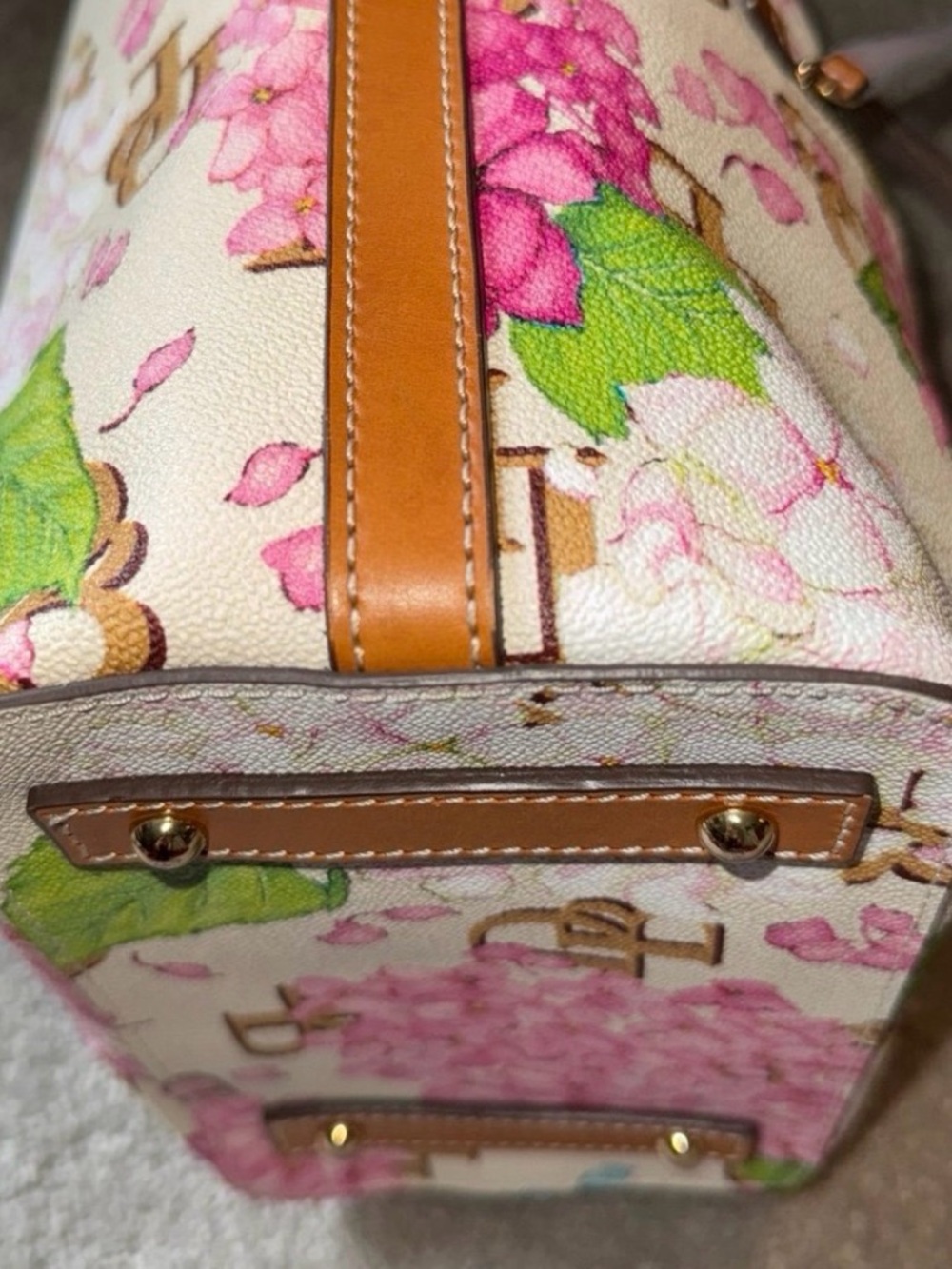Dooney & Bourke Hydrangea Drawstring Hobo Bag in coated cotton - Picture 6 of 12